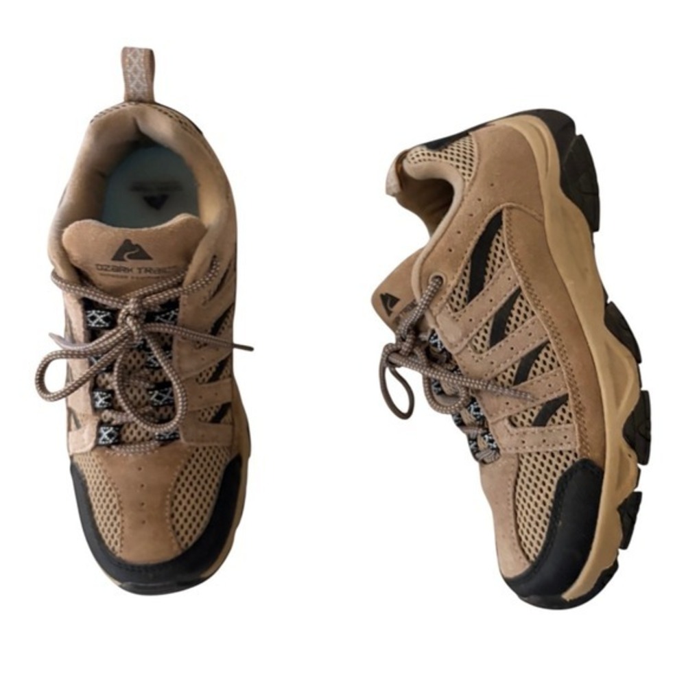 Ozark Trail Women's Size 6 Hiking Shoes Tan Black Mesh Suede Trail Sneakers